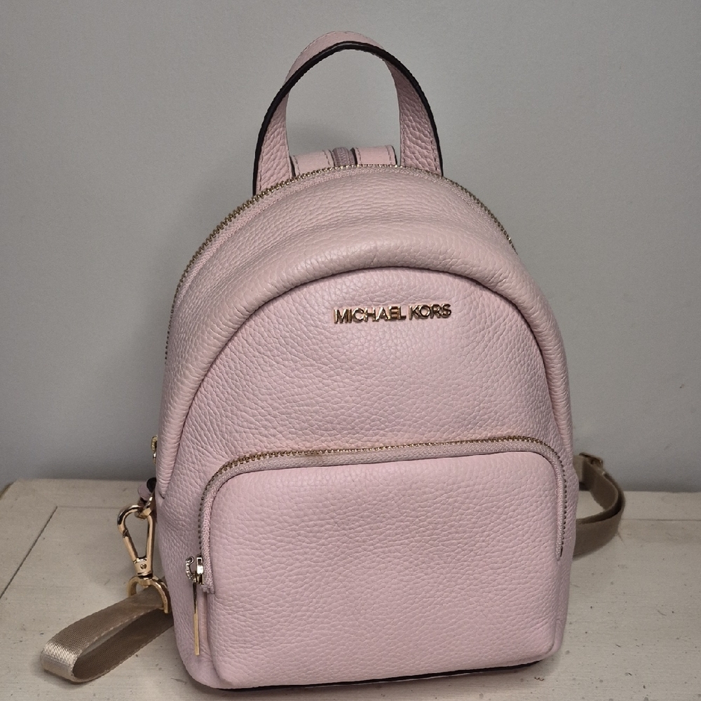 Michael Kors Blush Pink Pebbled Leather Mini Backpack With Rose Tone Hardware